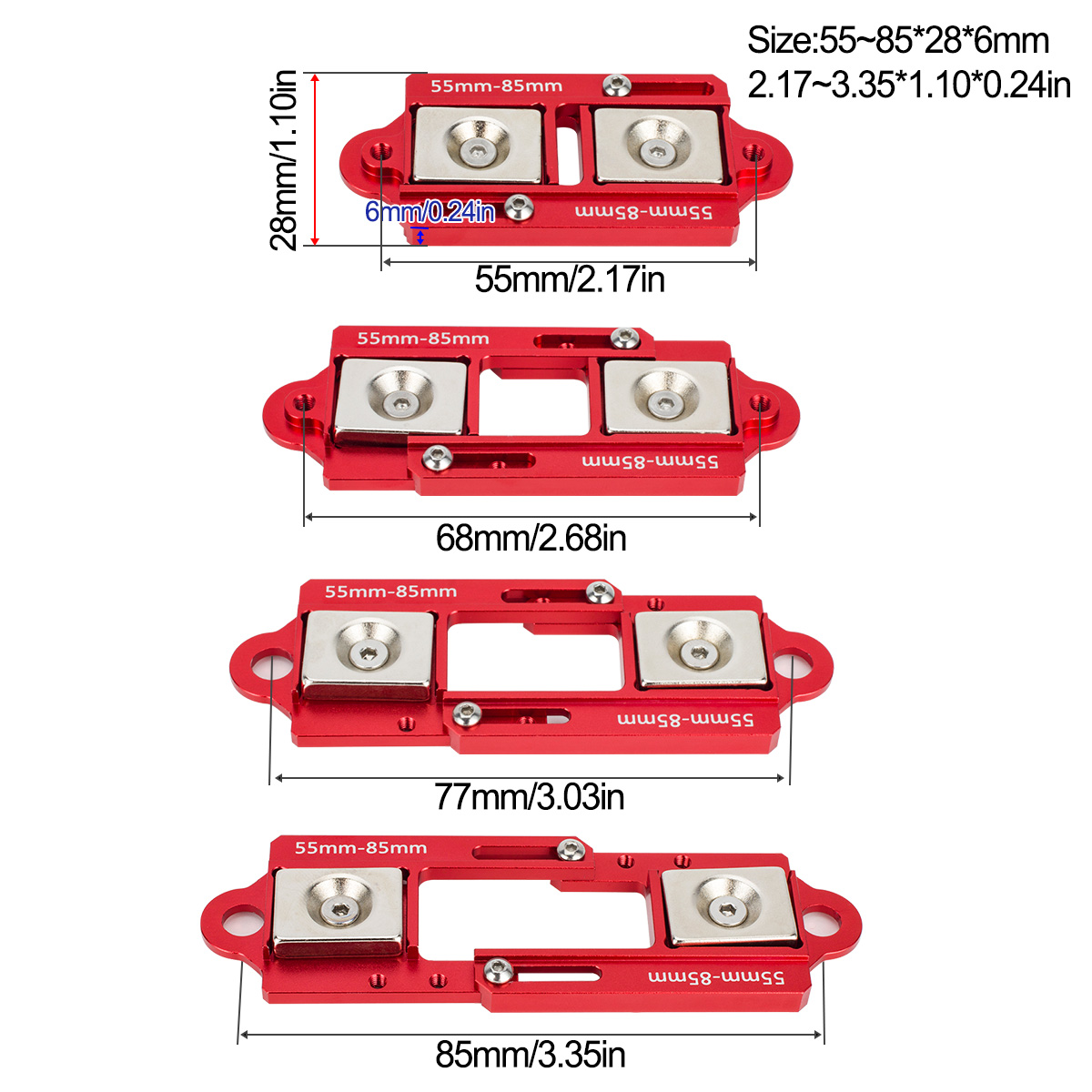 4PCS 55-85mm Adjustable Magnet - Body Shell Rc 评论和价格